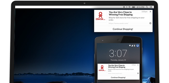 Awok push notification for free shipping