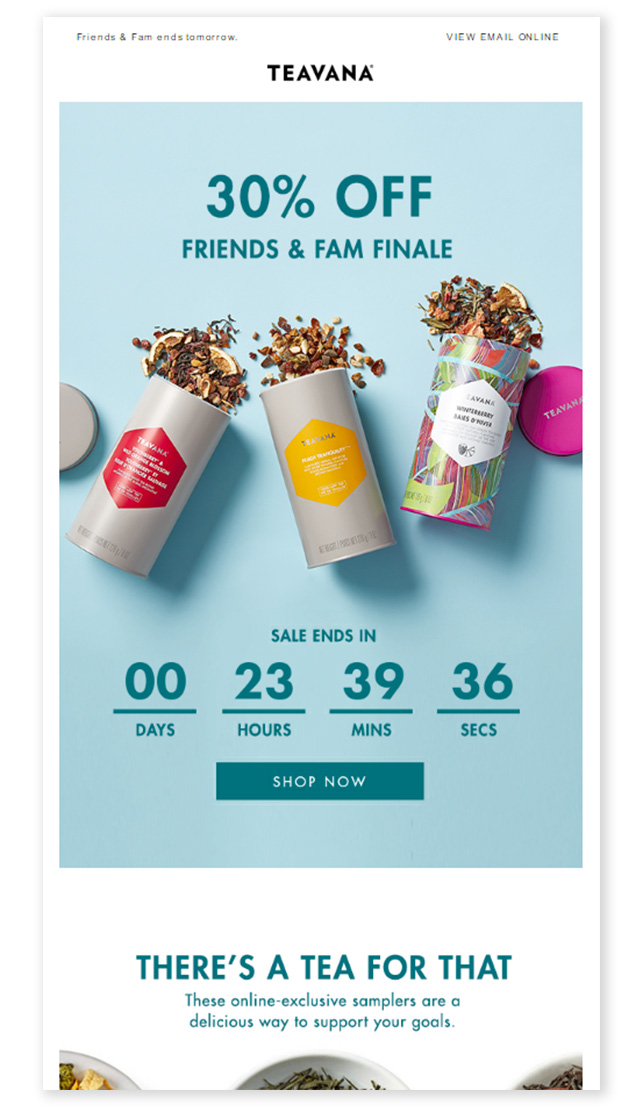 Teavana promotional email