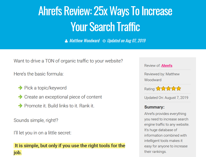 Ahrefs review by Matthew Woodward