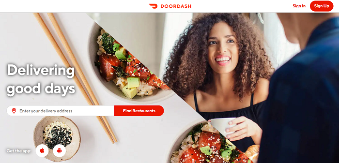 Doordash above the fold content