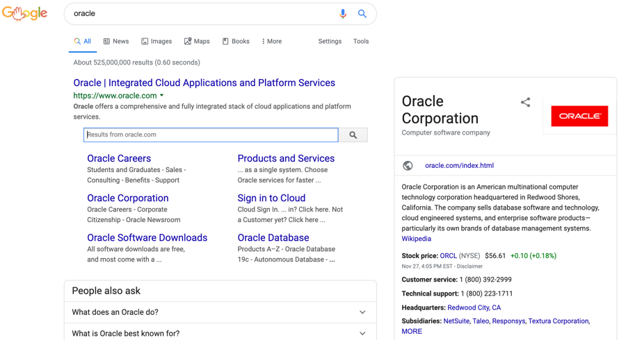 Schema markup for an organization