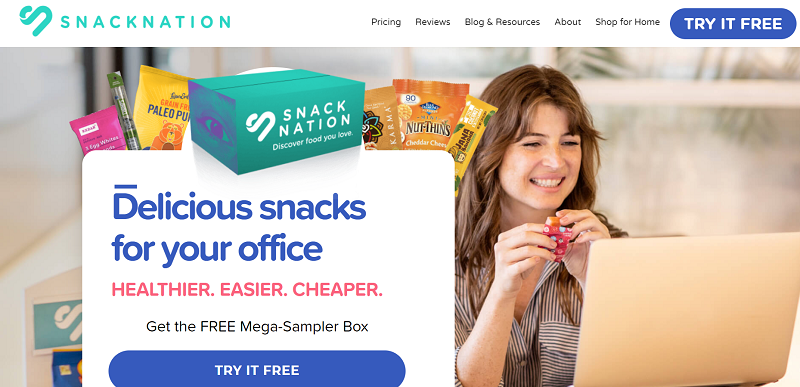 Snack Nation above the fold content