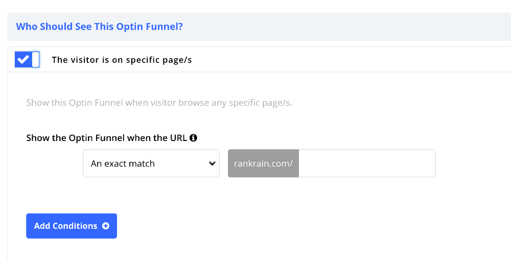 Using OmniKick to specify a page to publish your popup